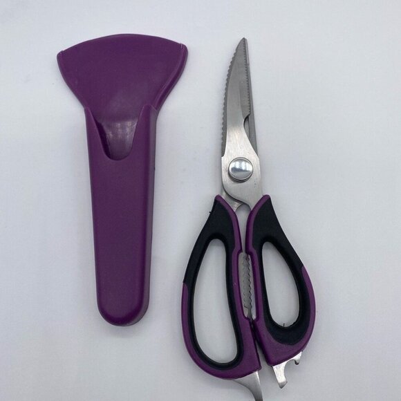 Multi Purpose Stainless Steel Kitchen Scissors 9" W/ Sheath Screwdriver Opener - Picture 3 of 4